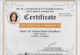 Sartificate Of Dr.M.A Wazed Miah International Gold Medal
